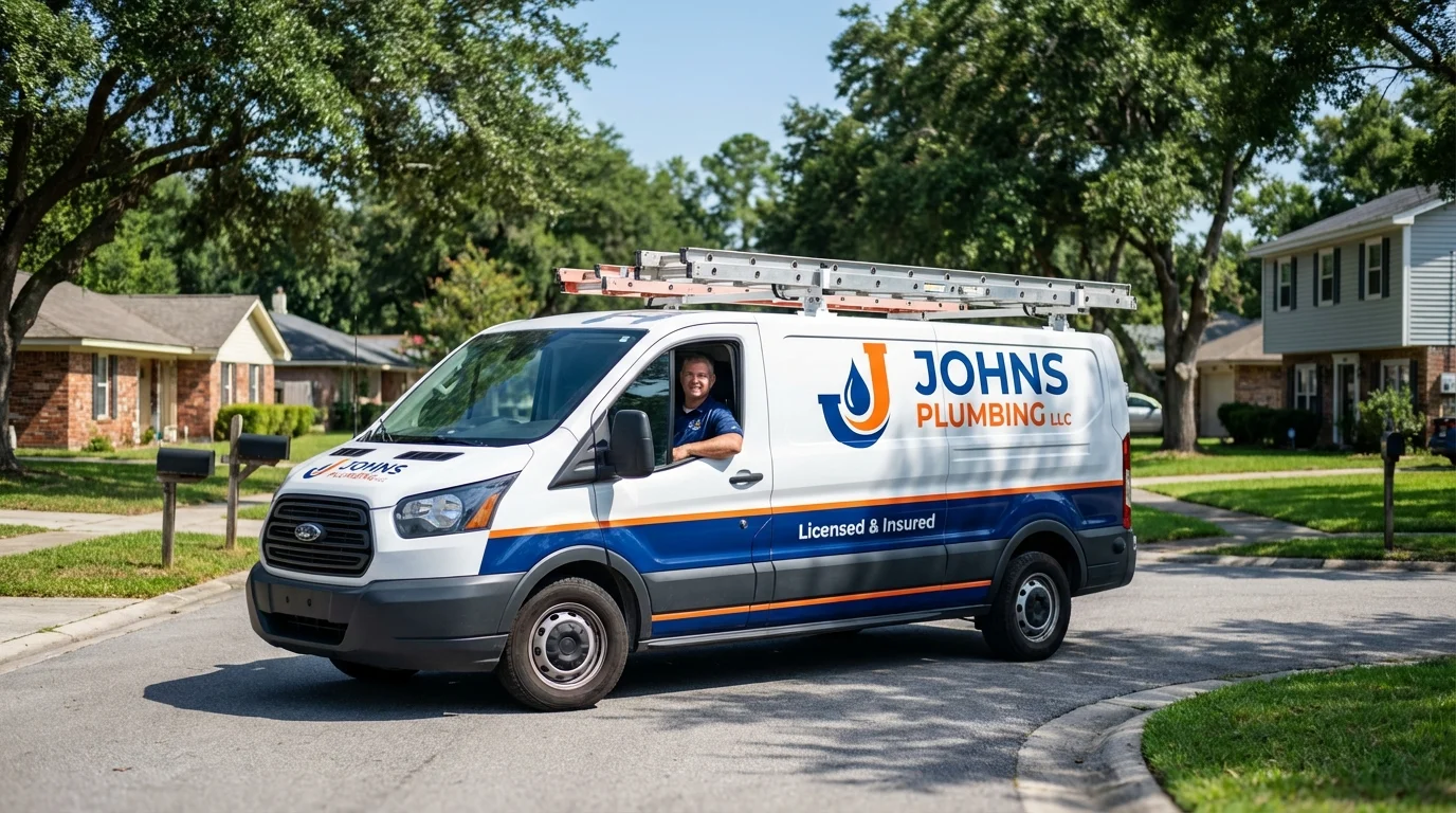 Johns Plumbing LLC service van in Lomita, CA
