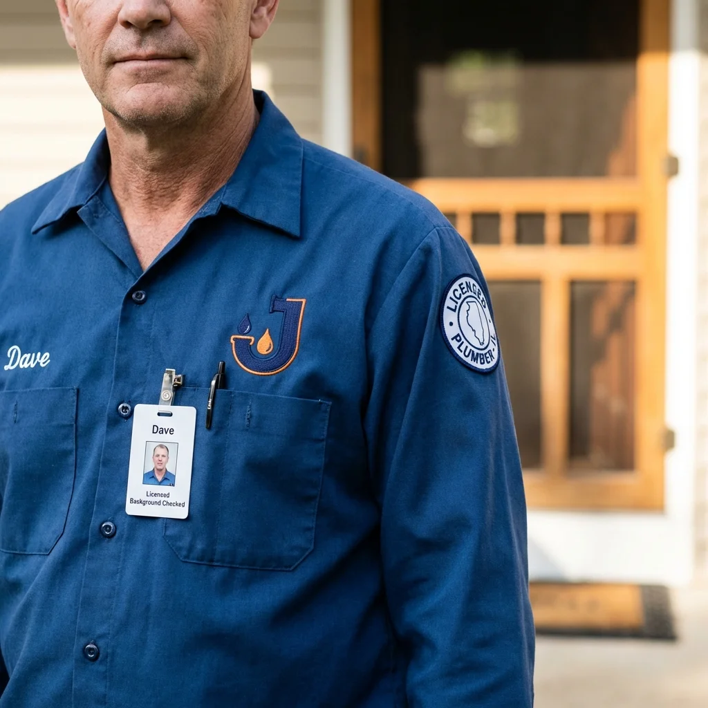Licensed plumber showing ID badge in Lomita, CA