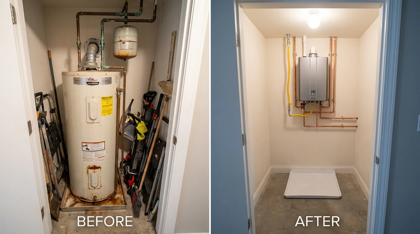 Tank water heater versus wall-mounted tankless unit comparison for Lomita, CA homeowners